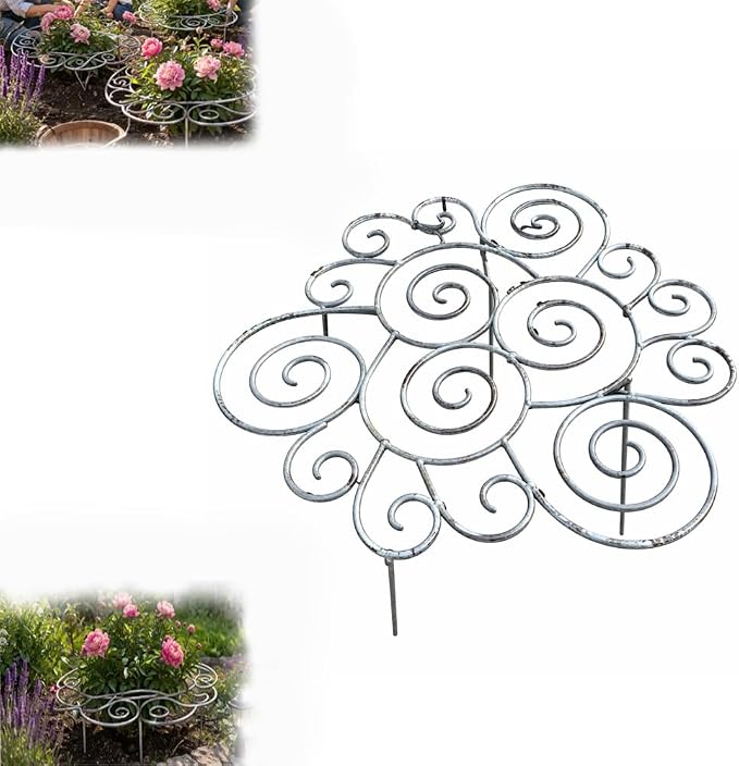 Metal Plant Support Ring for Garden, Peony Cage Stand, Indoor Pots, Flower Hoop, Decorative Grow Through Rings, Stackable Houseplant Stake, Dahlia Cage, Outdoor Orchid Clip(1PC,Medium)