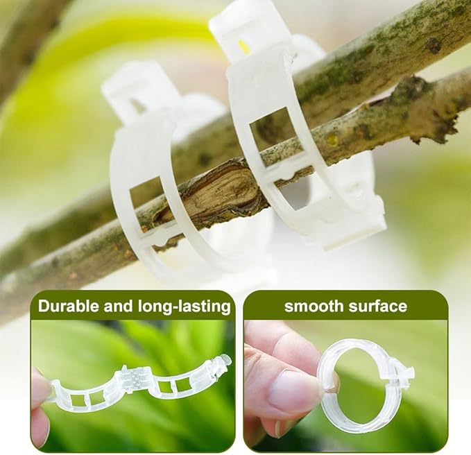 AIIONP Plant Support Clips Reusable Garden Clips, Premium Secured Plastic Plant Clips, Tomato Trellis Clips for Climbing Plants Outdoor Indoor Plant Flowers Vine Fixing Support Clips (150, White)