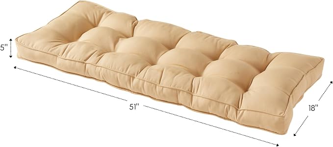 Outdoor 51 x 18-inch Sunbrella Bench Cushion, Canvas Wheat