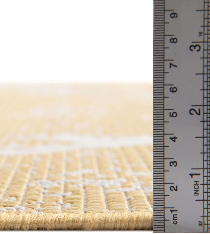 Unique Loom Outdoor Bohemian Collection Area Rug - Anthro (7' 10" x 10' Rectangle, Yellow/ Ivory)