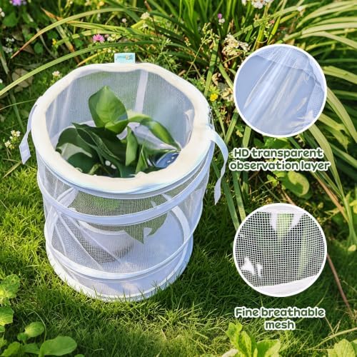 Pop Up Butterfly Habitat Cage, Collapsible Clear Mesh Insect Terrarium - Image 3
