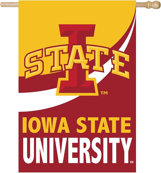 NCAA Iowa State University House Flag, 28 x 44, Double Sided Garden Flags for Outside, Outdoor College Flags & Banners for Gardens Patio, Indoor Wall Decor Flag for Room
