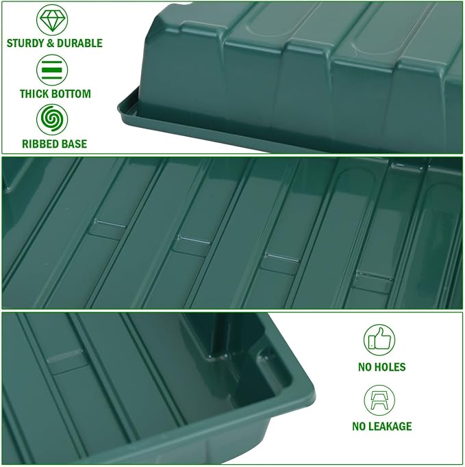 YoleShy 5 Packs Seed Starter Tray with Dome Reusable Plastic Plant Growing Trays with Humidity Domes Lids Thickened Sturdy for Seed Starting Germination Growing Seedling Propagation,14.5"x9"