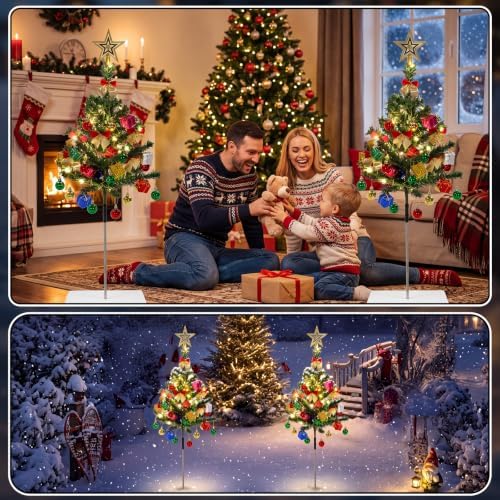 2 Set 30 Inch Christmas Tree Garden Stake Lights Outdoor Decorations - Image 4