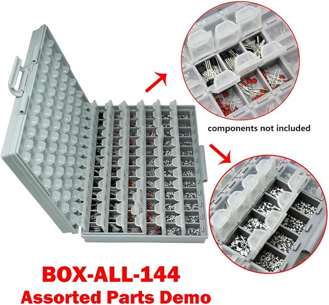 2 AideTek BOXALL144 SMD SMT Resistor Capacitor 1206 0805 0603 Box Organizer Craft Beads Storage 144 Compartments for each box
