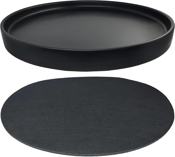 Yukfona Ceramic Plant Saucer Tray 1 Pcs 12 Inch Black, 12.5" OD x11.9 ID x1.6 Deep| Fits Flower pots Bottom≤ 11.9", Heavy Duty Glazed Round Planter Drip with Catch Basin for Indoor Outdoor Plants