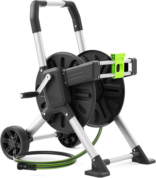 Upgrade Garden Hose Reel Cart, Holds 150 Feet of 5/8-Inch Hose, Hose Reel Cart With Effort-saving Hand Crank,Freestanding Water Hose Reels for Outside Garden Lawn Yard Outdoor