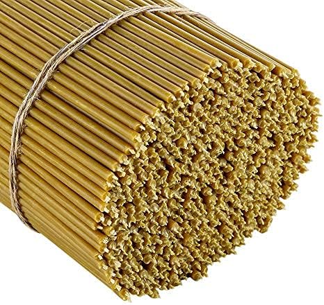 Danilovo Pure Beeswax Candles - Honey-Scented, Decorative Thin Taper Candles - Ideal for Birthday Decoration or Church Prayers - Drip Free, Tall & Smokeless Pack of 100 pcs, 6.5 x 0.22 inch by Danilovo