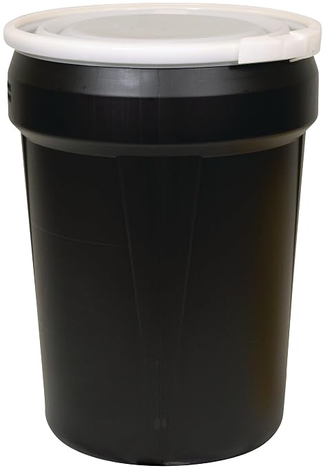 Eagle 30 Gallon Plastic Drum with Lid, Plastic Lever-Lock, 28.5"x21.1", Open Head Lab Pack Drum Made of Durable, Lightweight HDPE, Withstands Weather and Chemicals, Made in USA, Black, 1601BLK