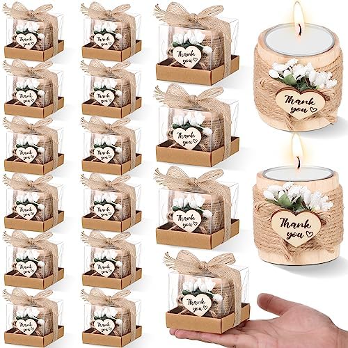 Retisee Wedding Candle Favors Wood Tealight Candle Holder, 16 Sets by Retisee
