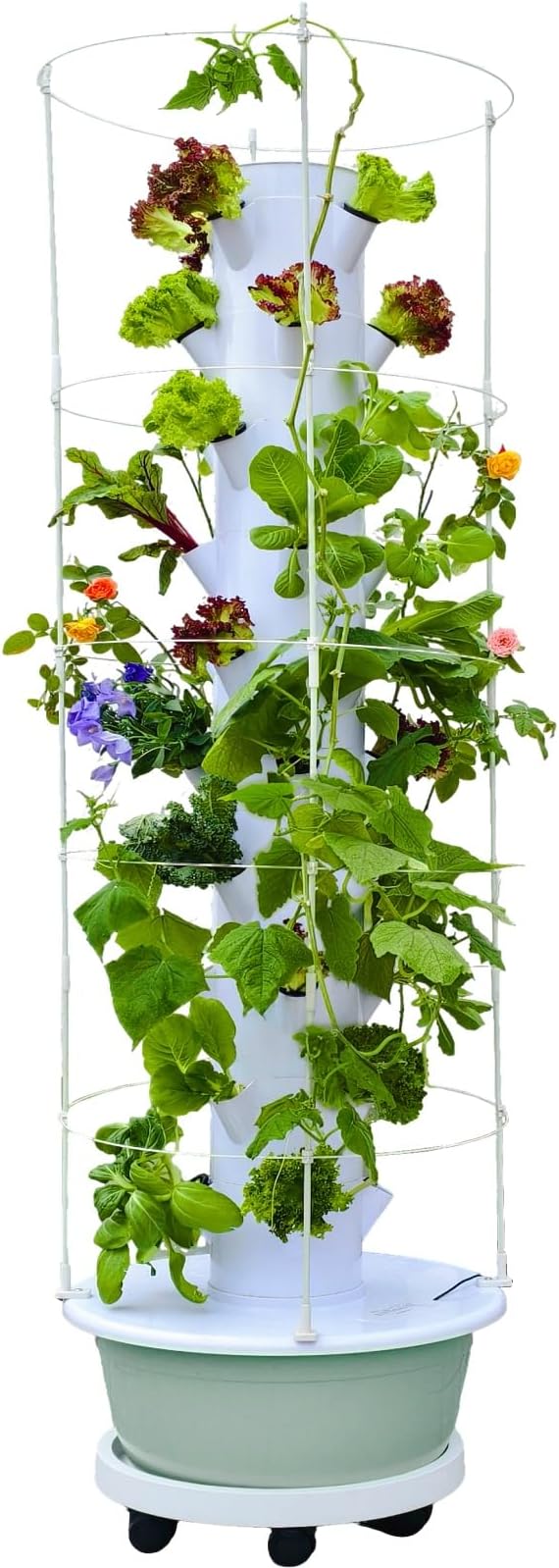 Hydroponic Growing System Kit, 40-Pod Vertical Garden Tower | with Trellis