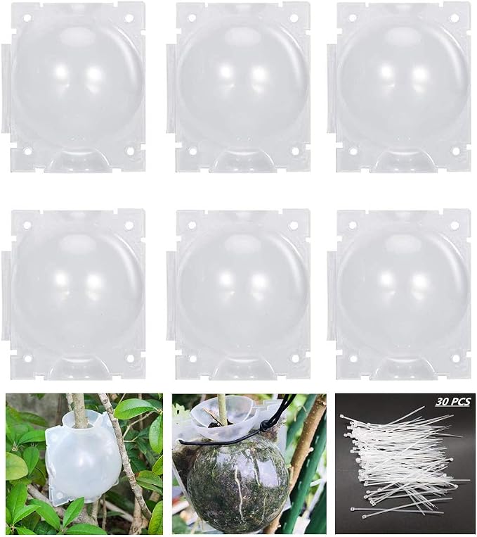 Air Layering pods, Reusable Plant Rooting Device Plant Rooting Grow Box High Pressure Propagation Ball Grafting Device Botany Root Controller Garden Plant Rooter Box (4.7″×6PCS), Transparent