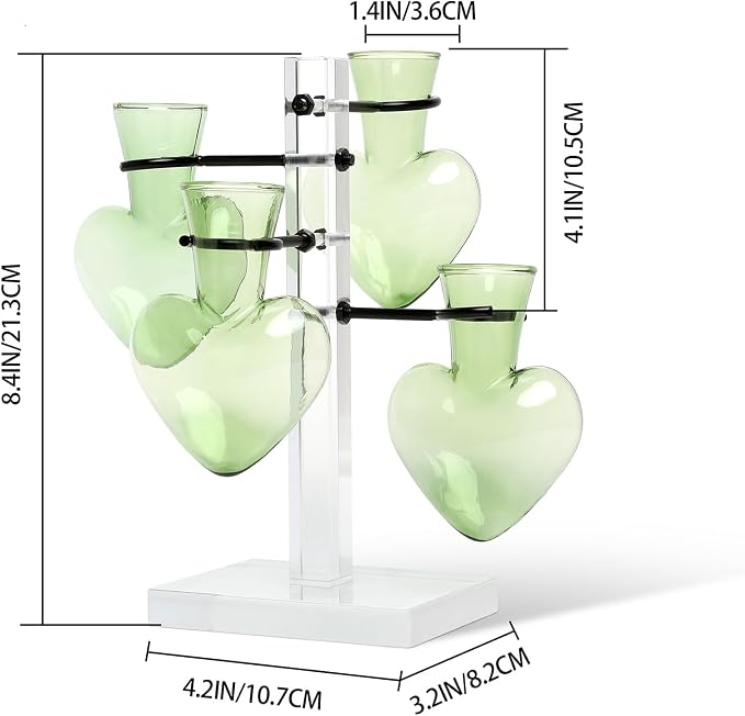 Plants Propagation Stations Plant Terrarium Kit Gift for Women | Birthday Glass Planters For Indoor Plants Home Office Decor Acrylic Plant Accessories - 4 Love Hear Vase