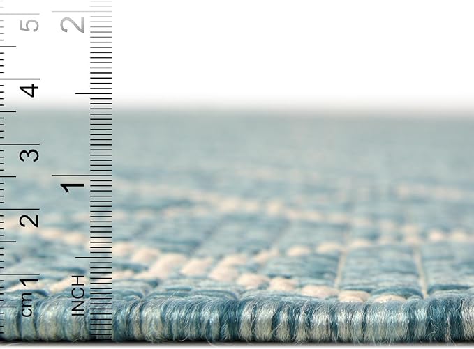 Unique Loom Outdoor Trellis Collection Area Rug - Gitter (3' 1" x 5' 3" Rectangle, Light Aqua/ Ivory)