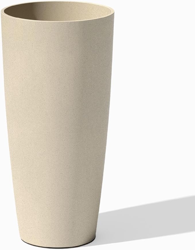 Veradek Mason Series Vega Planter - Round Tall Planter for Indoor or Outdoor Porch/Patio | Made from Plastic-Stone Composite with Drainage Holes | Modern Décor for, Flowers, Interior Plants