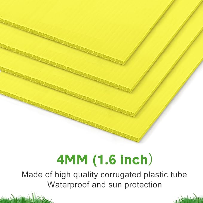 Tuanse 20 Pack Blank Yard Signs with Stakes 16x12 Inch Double Sided Corrugated Plastic Board Custom Lawn Signs for Garage Sale Real Estate Open House Advertising Rent Guidepost Birthday Party(Yellow)