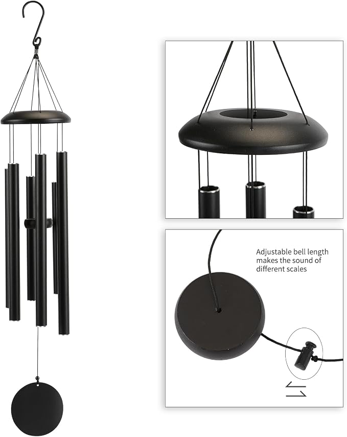 Mother's Day Large 40" Wind-Chimes-Outdoor-Deep-Tone, Soothing Melodic Tones Windchimes, Wind Chimes for Outside, Black Memorial Wind Chime Best Gift for Mom Women Grandma Neighbors
