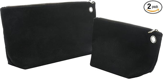 Multi-Purpose Tool Storage Bag - 16oz Waxed Canvas Item Collection Pouch for Men Women, Portable Tools Organizer Pouches with Zipper | 1 Large & 1 Small | For Coins Pliers Nuts - Black