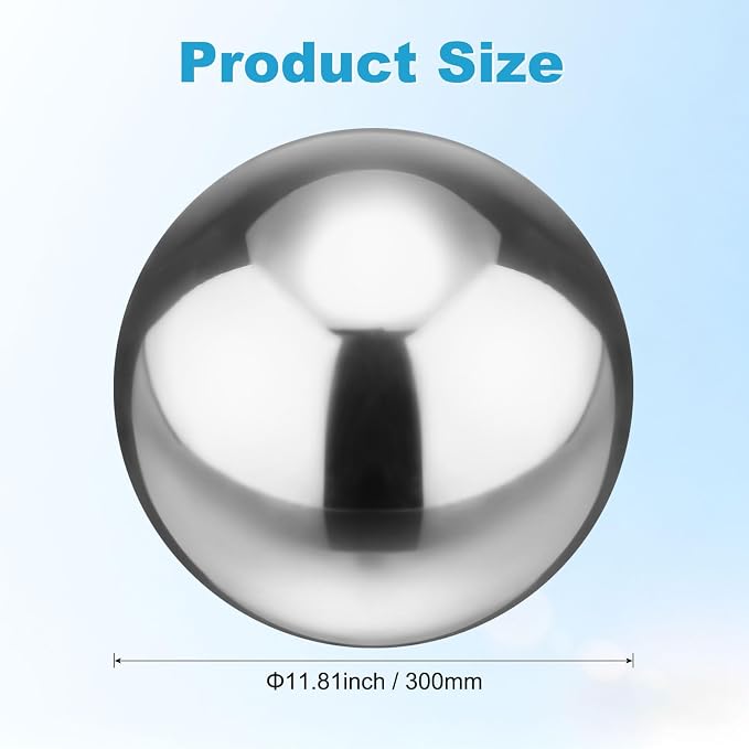 M METERXITY 1-Pack Garden Gazing Globes Ball 12 Inch 201 Stainless Steel Hollow Mirror Reflective Floating Ball for Garden/Pond/Home/Yard Outdoor Decoration [Silver]