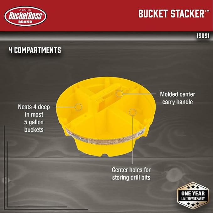 Bucket Boss - Bucket Stacker Small Parts Organizer, Bucket Organization (15051) , Yellow