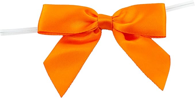 Reliant Ribbon 5170-05805-3X2 Satin Twist Tie Bows - Large Bows, 7/8 Inch X 100 Pieces, Orange