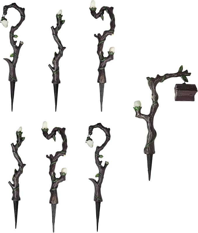 Lulu Decor, Cast Iron Fairy Lamps Garden Decor Fairy Garden Accessories (Set of 7)