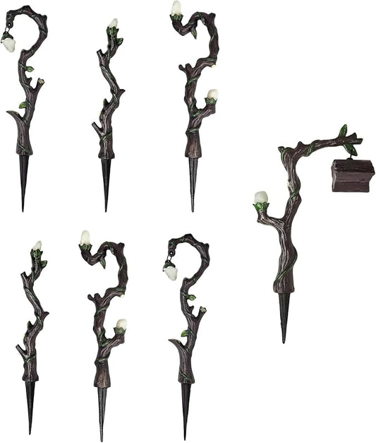 Lulu Decor, Cast Iron Fairy Lamps Garden Decor Fairy Garden Accessories (Set of 7)