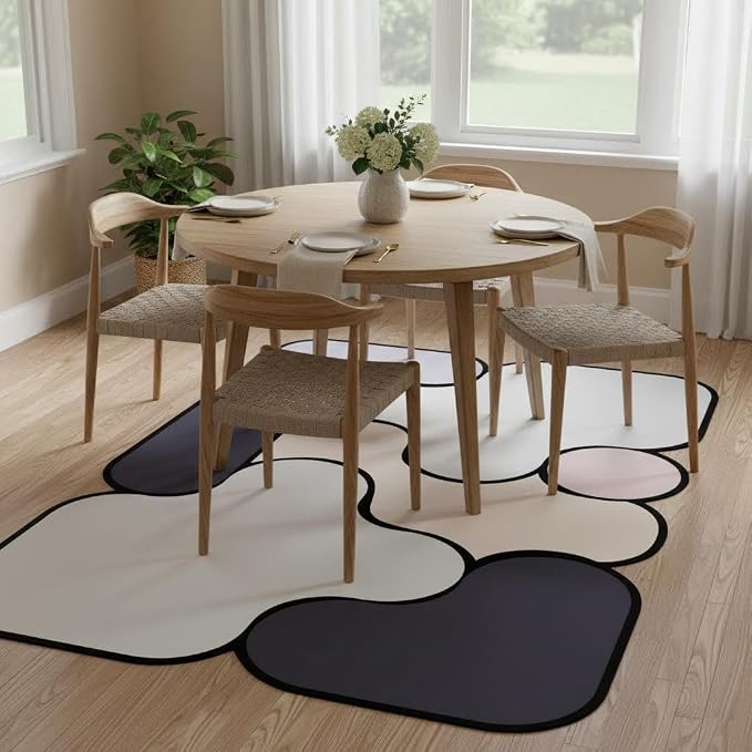 Unique Weird Shaped Rugs 6x9 Contemporary Abstract Dark Grey Beige Art Deco Indoor Low Pile Mats for Living Room Dining Room Office Dorm Bedroom Guestroom Nursery Thin Non Skid Wool Carpets