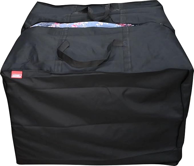 Outdoor Square Cushion/Cover Storage Bag, Protective Zippered Storage Bags with Handles, 32''L x 32''W x 24''H Black