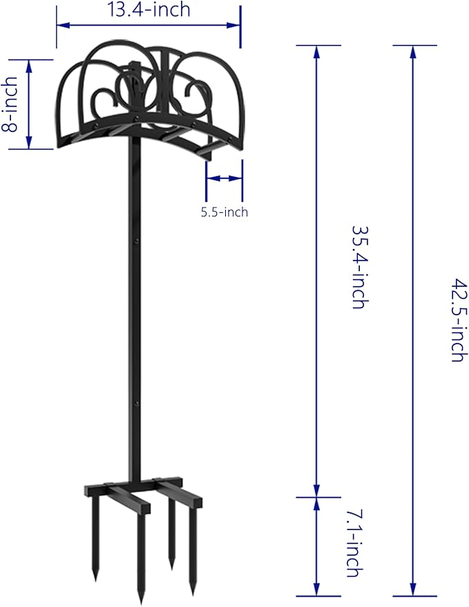 Upgraded Garden Hose Holder Stand with 4 Spikes - Heavy Duty Water Hose Reel, Hose Organizer, Holds 150ft Hose for Outside Yard Lawn, Black