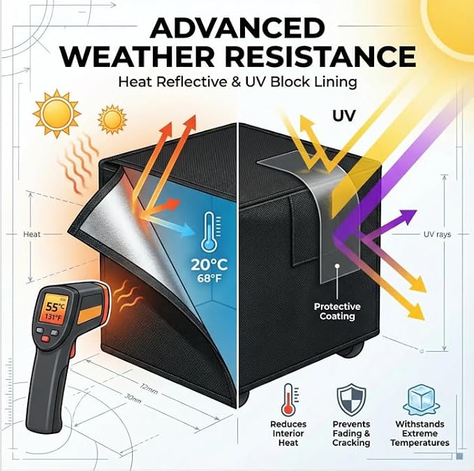 Waterproof Generator Cover, 38x28x30 inch, 600D Heavy Duty Oxford - for Most Generators 5000-15000 Watt, Portable Generator Cover for Outside, Black