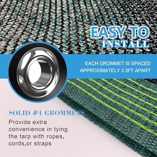 90% Blackish Green Shade Cloth, 3.3 x 10 ft with Reinforced Grommets - Image 3