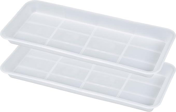 VUWEZ 4 Pack of Plastic Plant Tray Saucer Rectangular 17 18 inch, Plant Trays Saucers for Indoors Outdoor, Plant Water Drip Tray for Flower Pot Planter, Windowsill Plant Tray (7.8 X 17.5'', Clear)