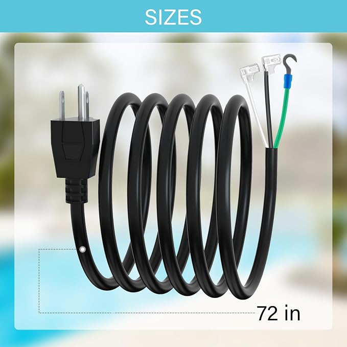 SPX1250WA Power Cord for Hayward Pool Pump Compatible with Hayward Power-Flo SP1500 Pool Pump Series (6FT)