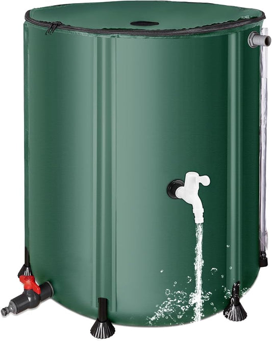 FAMIROSA 50 Gallon / 200L Collapsible Rain Barrel, Foldable PVC Rain Barrels to Collect Rainwater from Gutter, Portable Water Storage Tank Container with Spigot, Water Catcher Collector Green