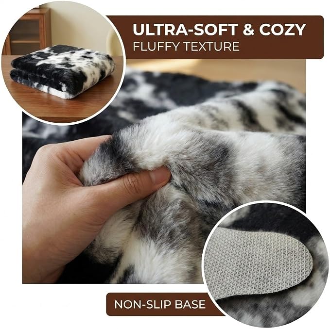 MustMat Faux Cowhide Rug,Cow Print Area Rug for Western Decor 5'2'' × 6'7'' | Black & White for Bedrooms, Living Rooms & Offices. Suits Industrial & Farmhouse Decor for Holiday & Parties