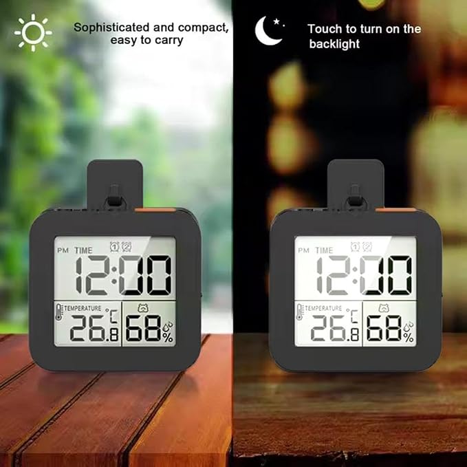 Waterproof Shower Clock, Digital Shower Timer Bathroom Clock with Alarm, LCD Screen Thermometer Hygrometer Clock Bathroom, Kitchen, Toilet