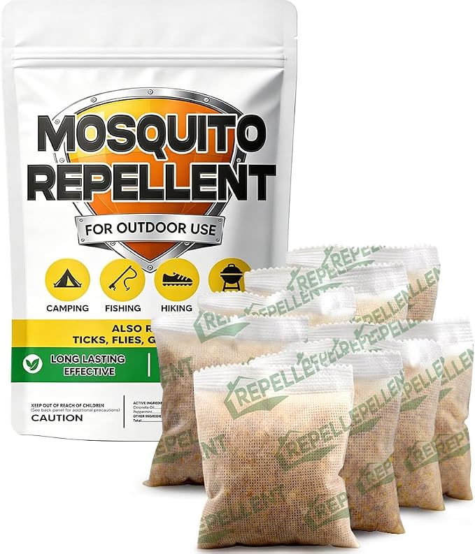 Mosquito Repellent Outdoor Patio, Mosquito Deterrent Indoor for Home, Backyard Mosquito Repellents, Keep Mosquito Away for Front Door/Camping/Porch, Up to 2 Months Protection-8 Pouches