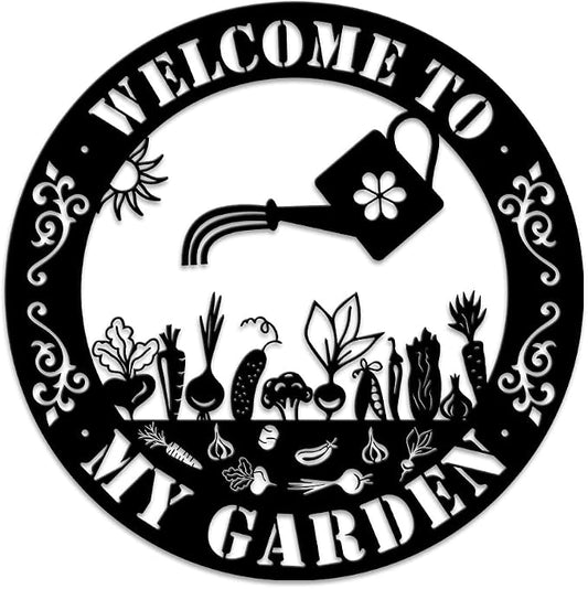 MeMate Garden Signs, Metal Garden Sign Outdoor Decor, Welcome To My Garden Metal Signs, Garden Plaques for Women Mom Grandma Nana, Rustic Decorations for Potting Shed, She Shed