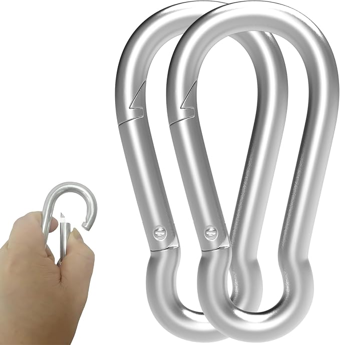 Heavy-Duty Carabiner Clip 1.57"–5.5", Black/Silver Spring Snap Hook, Quick Link Keychain Clip for Keys, Swing Set, Camping, Fishing, Hiking & Traveling (120–1350 lbs)