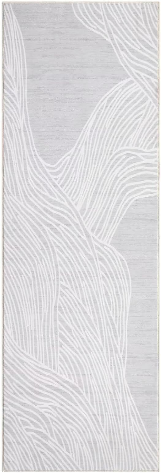 GAOMON Modern Area Rug Washable Mat 2x6 Soft Faux Wool Carpet Entryway Contemporary Non-Slip Long Indoor Hallway Kitchen Runners for Living Room Bedroom Accent Rug Grey