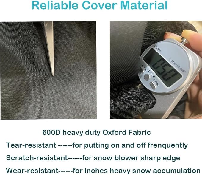 QYMOTO 600D Large Snow Blower Cover 24"-32",Two Stage Snowblower Cover Thick Waterproof Windproof Tear-resistent Winter Outdoor All Weather Protection Fit Craftsman,Ariens,Toro,Cub Cadet EGO
