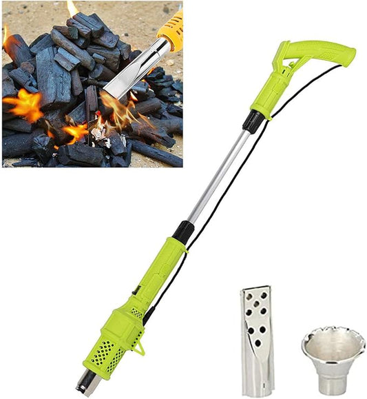 2000W Electric Thermal Weed Burner, 3-in-1 Hot Air Weed Killer with 60-650°C Dual Heat, Fast Airflow Garden Grass Remover, Portable Flame-Free Charcoal Igniter with Nozzles