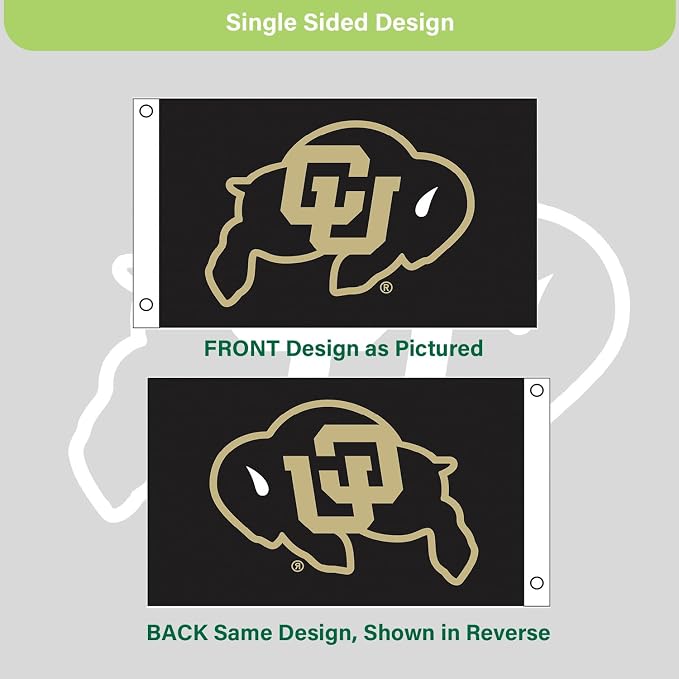 NCAA University of Colorado Flag with Grommets, 3'x5' Colorado Buffaloes Outdoor College Flags & Banners for Garden Patio Indoor Wall Décor