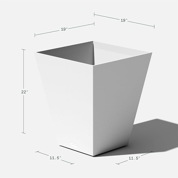 Veradek Nobleton Indoor/Outdoor Wide Square Planter (White, 22 inch - 2 Pack with 2 Saucer Trays)