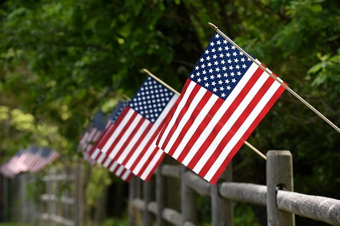 GIFTEXPRESS 12-Pack, Proudly MADE IN U.S.A. 8x12 Inch Spearhead Handheld American Stick Flags/Grave marker American Flags/USA Stick Flag (12)