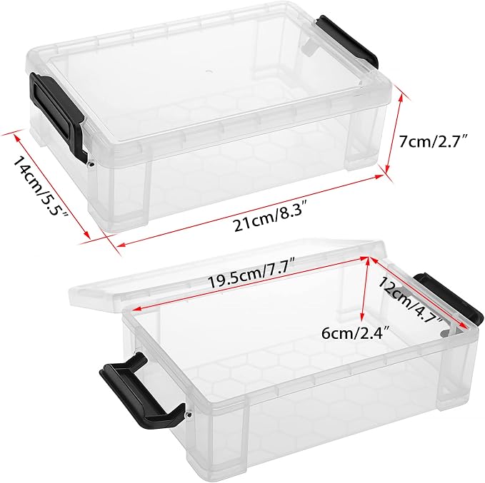 BTSKY 4 Pack Extra Large Plastic Pencil Box Stackable Translucent Clear Pencil Caase Crayon Box Set, Marker Organizer Art Supply Storage Organizer for Gel Pens Pencils Erasers Tape Markers etc(Black)