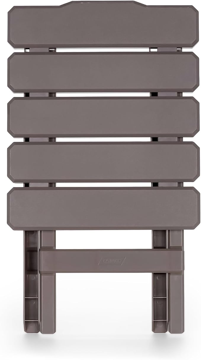 Camco Adirondack Portable Outdoor Camping Small Weatherproof Rustproof Durable Plastic Folding Side Table for Indoor and Outdoor Use, Taupe