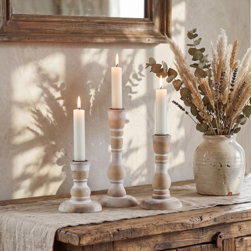 Rustic Candlestick Holder Decor: Farmhouse Wooden Candle Holders by CreatedforWeddingsandHome