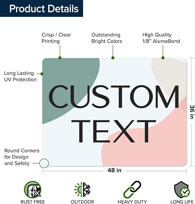 Custom Sign, Custom Street Sign, 11 Font Colors, 13 Font Styles, 4 Hole Options, 22 Sizes, 36x48 Inches, Rust Free DiBound, Fade Resistant, Made in USA by My Sign Center (Minimalist)